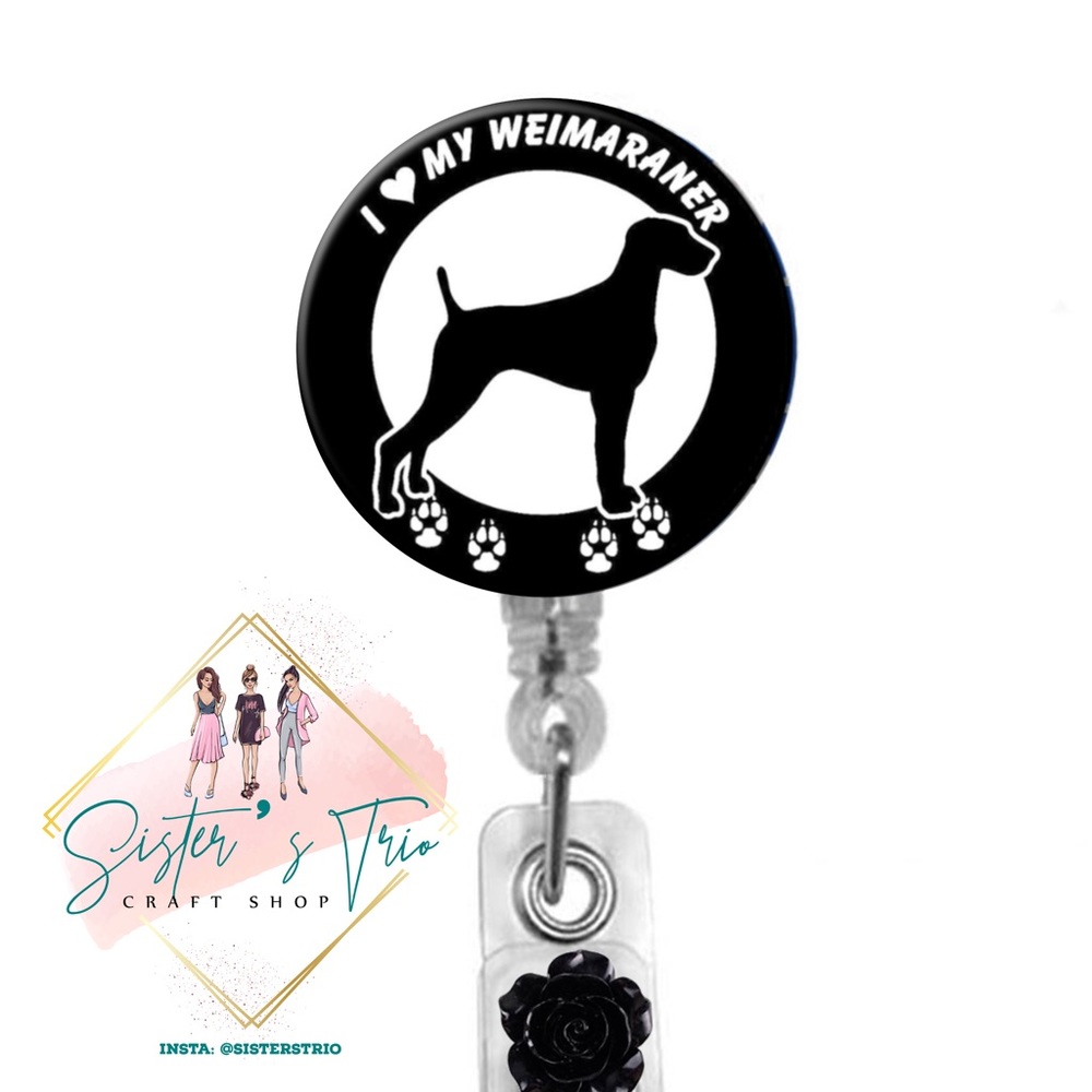 Weimaraner Dog Retractable Badge Holder Reel